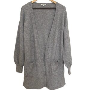 Madewell Oversized Open Cardigan Gray Wool/Alpaca Balloon Sleeves Pockets XS